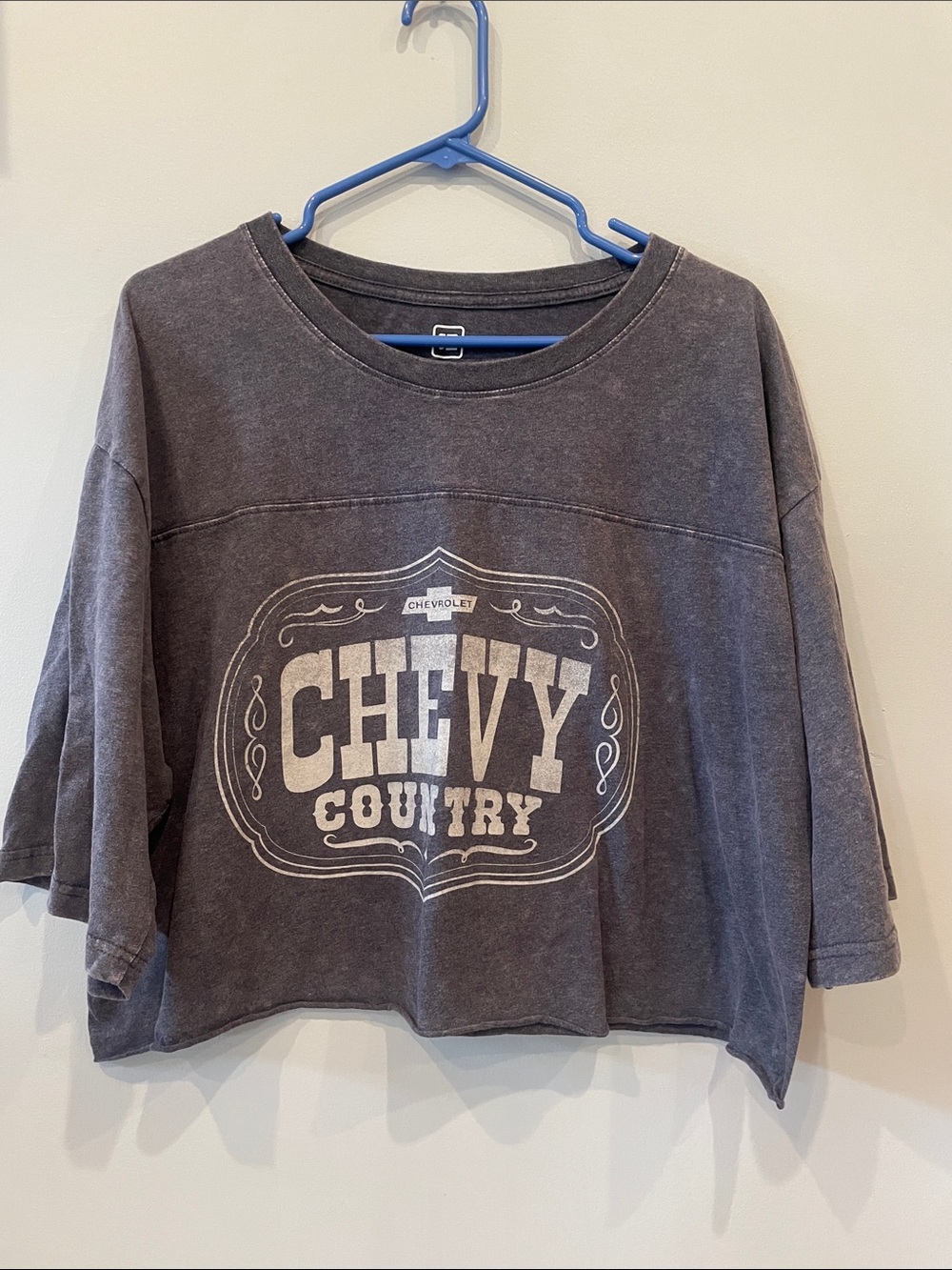 Chevy Country Graphic Cropped Tee - Charcoal xxl - oversized casual